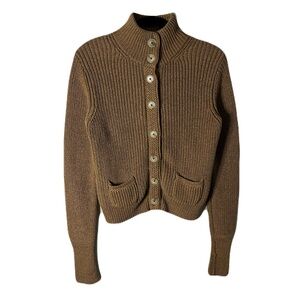 EUC Polo Ralph Lauren 100% Cotton Chunky Italian Yarn Ribbed Cardigan- Medium